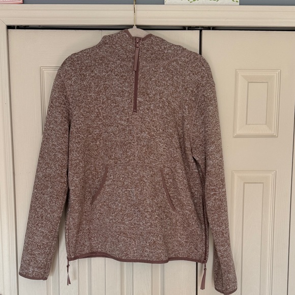 Pink and white hooded quarter zip sweater - Picture 1 of 3